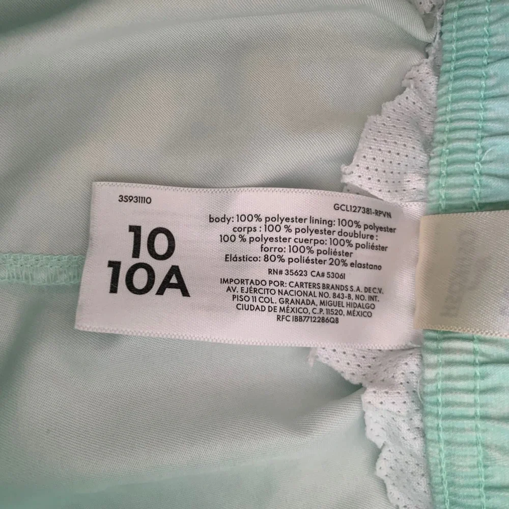 OshKosh Bgosh Shark‎ Tropical Swim Trunks Mint Green Blue Boys 10 Beach Vacation